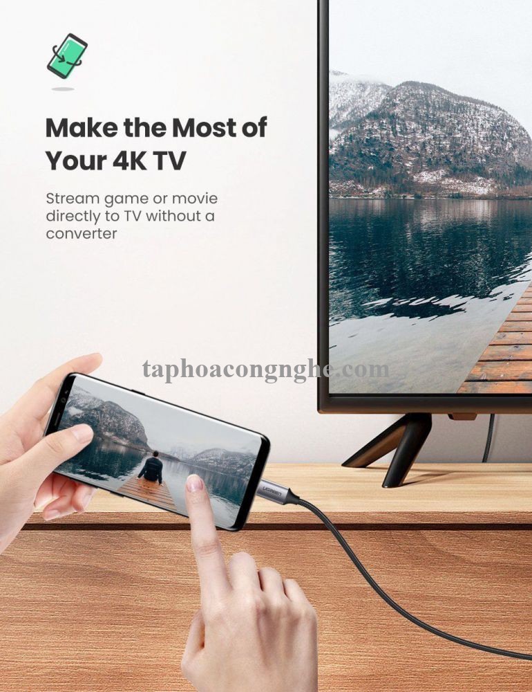 Ugreen 50766 3M 4K 60hz usb Type C sang HDMI Cáp dữ liệu truyền âm thanh hình ảnh MM142 30050766